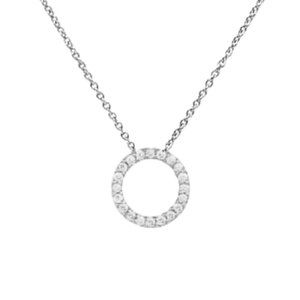 14K Gold Diamond Circle Necklace with Chain / circle style Necklace / For Women